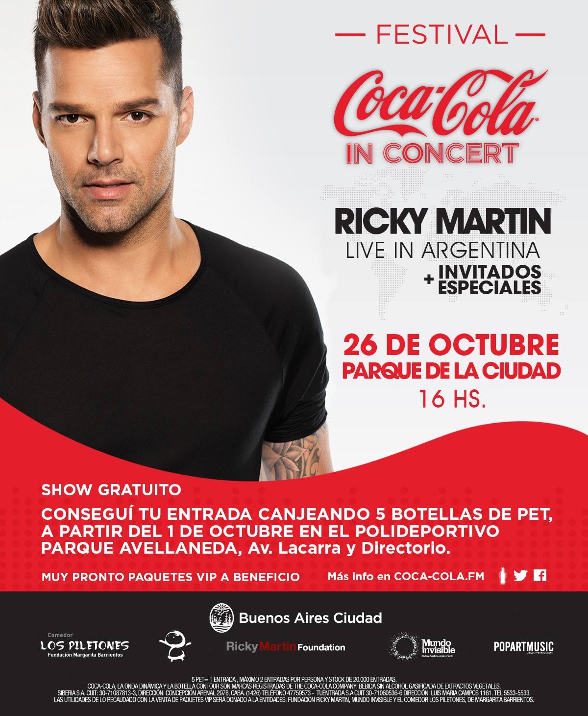 Ricky Martin: 1° de octubre comienza el canje de entradas para el show. De 10 a 17 en Parque Avellaneda