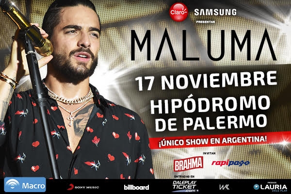 Maluma anuncia un único show en Argentina! 17 de noviembre, Hipódromo de Palermo!